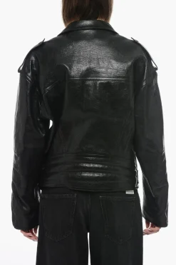 Discount Chiodo in Pelle Trapuntato con Vestibilità Oversize Donna Giubbotti