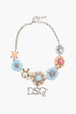 Choker in Metallo con Design Floreale Impreziosito da Strass>Dsquared2 Outlet