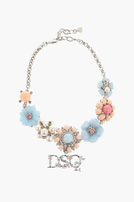 Choker in Metallo con Design Floreale Impreziosito da Strass>Dsquared2 Outlet
