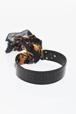 Sale Choker In Pelle con Borchie e Dettagli in Foulard Donna Gioielli