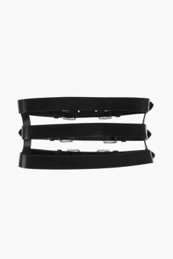 Cintura a Corsetto in Pelle con Fibbie Argentate 150mm>Dsquared2 Hot