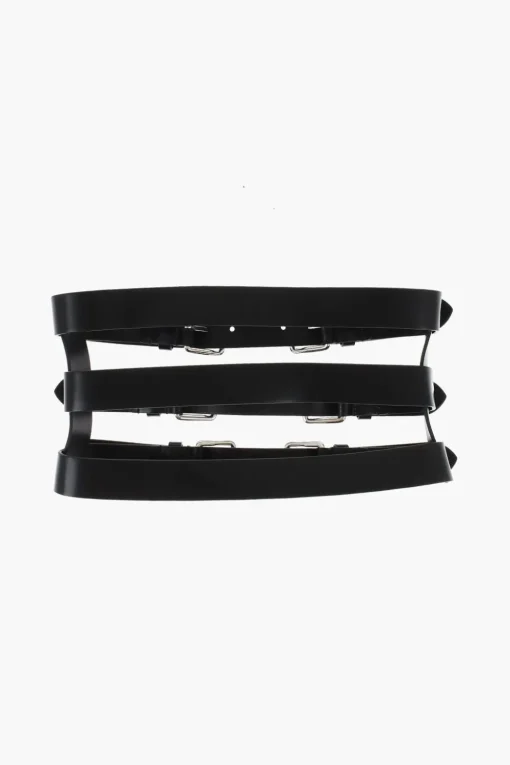 Cintura a Corsetto in Pelle con Fibbie Argentate 150mm>Dsquared2 Hot
