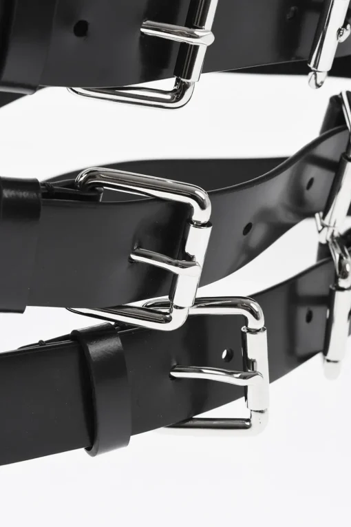 Cintura a Corsetto in Pelle con Fibbie Argentate 150mm>Dsquared2 Hot