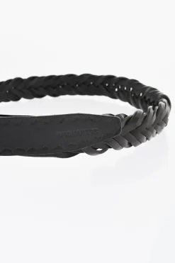 Cintura ALOHA SPIRIT in Pelle Intrecciata con Fibbia in Legno 30mm></noscript>Dsquared2 Fashion