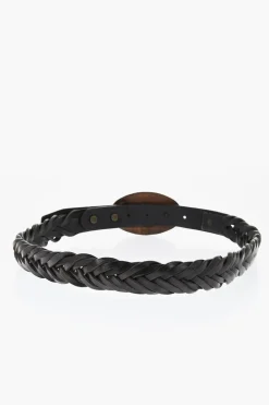 Cintura ALOHA SPIRIT in Pelle Intrecciata con Fibbia in Legno 30mm></noscript>Dsquared2 Fashion