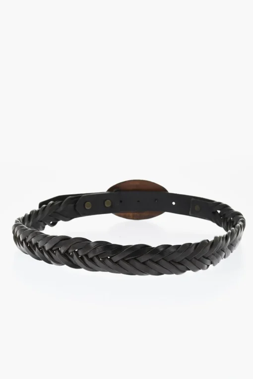 Cintura ALOHA SPIRIT in Pelle Intrecciata con Fibbia in Legno 30mm>Dsquared2 Fashion