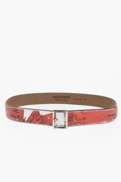 Cintura CANADIAN FLAG in Pelle Effetto Vintage 40mm>Dsquared2 Discount