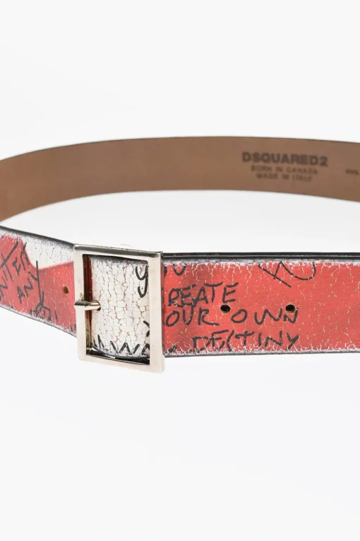 Cintura CANADIAN FLAG in Pelle Effetto Vintage 40mm>Dsquared2 Discount