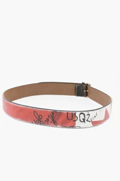 Cintura CANADIAN FLAG in Pelle Effetto Vintage 40mm></noscript>Dsquared2 Discount