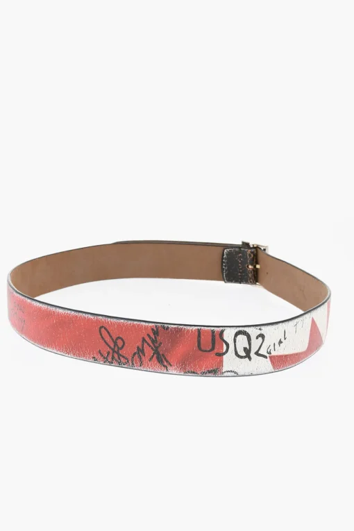Cintura CANADIAN FLAG in Pelle Effetto Vintage 40mm>Dsquared2 Discount