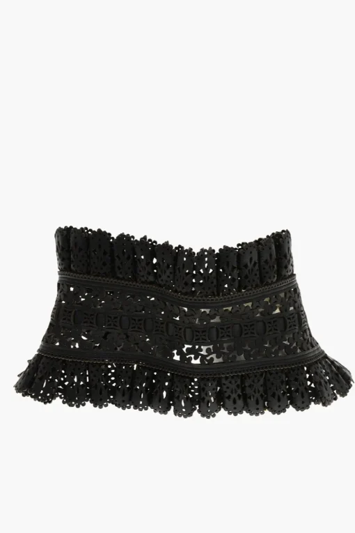 Cintura Corsetto in Pelle Effetto Pizzo 180mm>Dsquared2 New