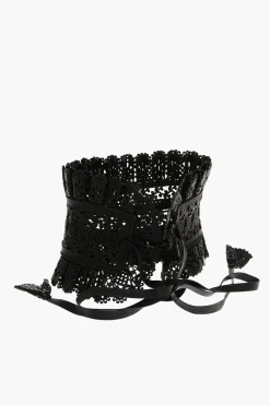 Cintura Corsetto in Pelle Effetto Pizzo 180mm>Dsquared2 New