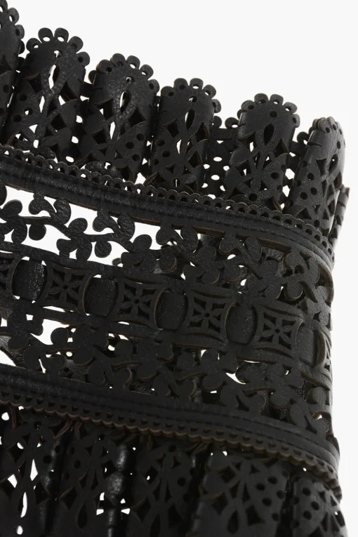 Cintura Corsetto in Pelle Effetto Pizzo 180mm>Dsquared2 New