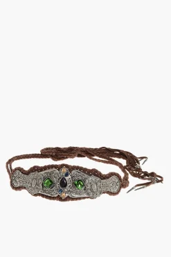 Cintura Corsetto in Suede con Dettaglio Gioiello 100mm>Dsquared2 Fashion