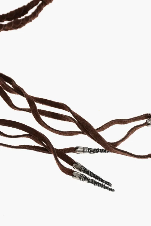 Cintura Corsetto in Suede con Dettaglio Gioiello 100mm>Dsquared2 Fashion