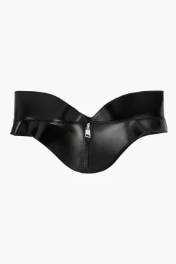 Clearance Cintura da Vita in Pelle con Chiusura Zip 130mm Donna Cinture
