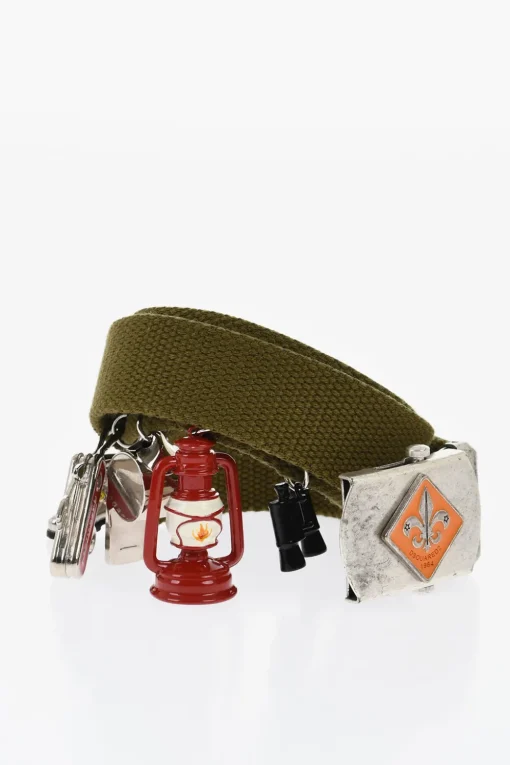 Cintura GLAMPING in Tessuto con Charms Decorativi 30mm>Dsquared2 Discount
