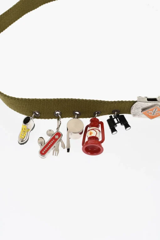 Cintura GLAMPING in Tessuto con Charms Decorativi 30mm>Dsquared2 Discount