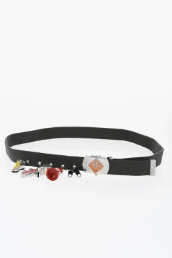 Fashion Cintura GLAMPING in Tessuto con Charms Decorativi 30mm Uomo Cinture