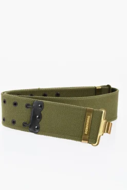 Cintura Grommet in Tessuto con Dettagli Dorati 55mm>Dsquared2 Fashion