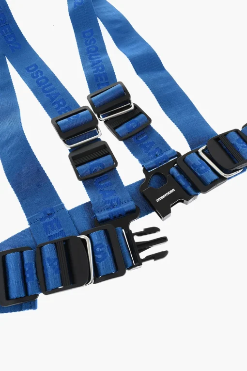 Cintura Harness in Tessuto Logato con Dettagli in Metallo 40mm>Dsquared2 New