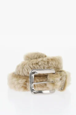 Cintura in Camoscio con Dettaglio in Pelliccia 40mm>Dsquared2 New