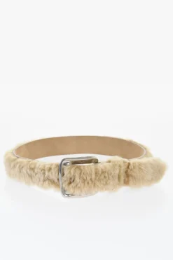 Cintura in Camoscio con Dettaglio in Pelliccia 40mm>Dsquared2 New