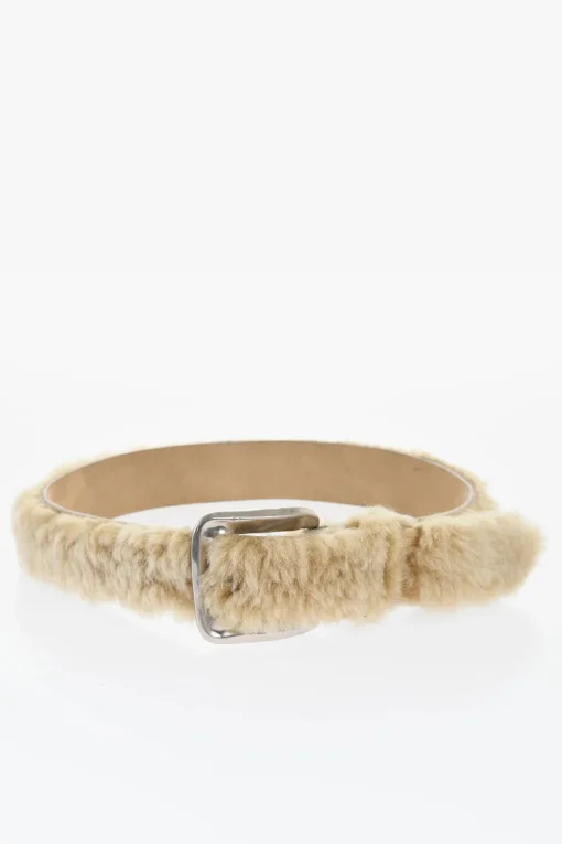 Cintura in Camoscio con Dettaglio in Pelliccia 40mm>Dsquared2 New