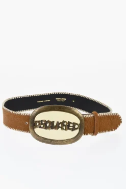 Cintura in Cavallino con Maxi Fibbia Logata 45mm>Dsquared2 New