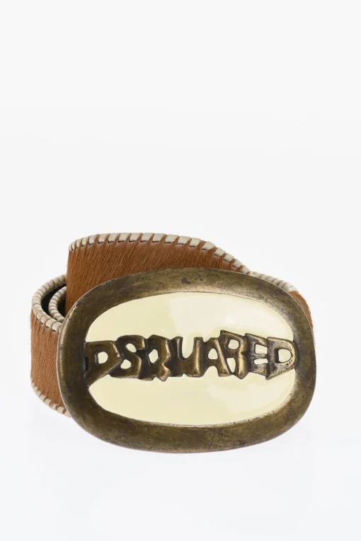 Sale Cintura in Cavallino con Maxi Fibbia Logata 45mm Uomo Cinture