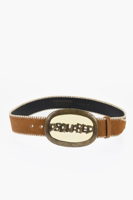 Sale Cintura in Cavallino con Maxi Fibbia Logata 45mm Uomo Cinture