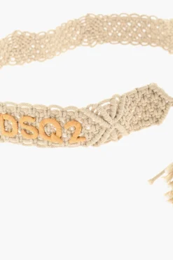 Cintura in Cotone Macramè con Dettaglio in Rafia 40mm></noscript>Dsquared2 Discount