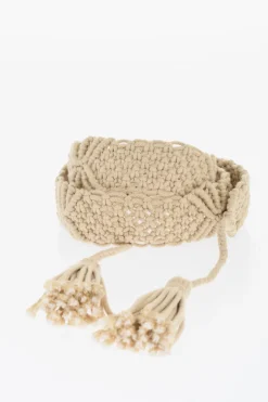Cintura in Cotone Macramè con Dettaglio in Rafia 40mm>Dsquared2 Discount
