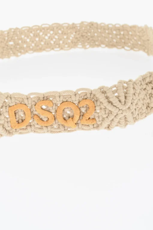 Cintura in Cotone Macramè con Dettaglio in Rafia 40mm>Dsquared2 Discount