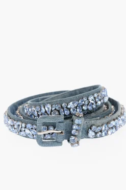 Cintura in Denim con Gioielli All-Over 25mm>Ermanno Scervino Best