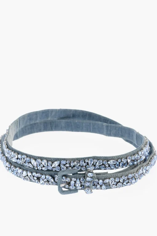 Cintura in Denim con Gioielli All-Over 25mm>Ermanno Scervino Best