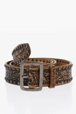 Clearance Cintura in Pelle a Fantasia con Borchie 40mm Uomo Cinture