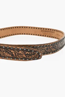 Clearance Cintura in Pelle a Fantasia con Borchie 40mm Uomo Cinture