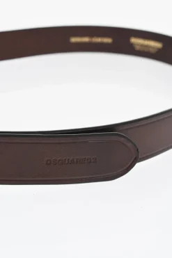 Cintura in Pelle a Tinta Unita con Fibbia Dorata 25mm></noscript>Dsquared2 Discount