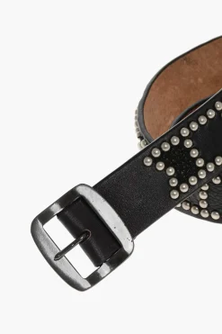 Fashion Cintura in Pelle Borchiata con Dettagli Goffrati 40mm Uomo Cinture