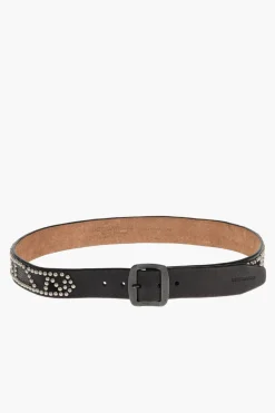 Fashion Cintura in Pelle Borchiata con Dettagli Goffrati 40mm Uomo Cinture