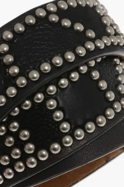 Fashion Cintura in Pelle Borchiata con Dettagli Goffrati 40mm Uomo Cinture