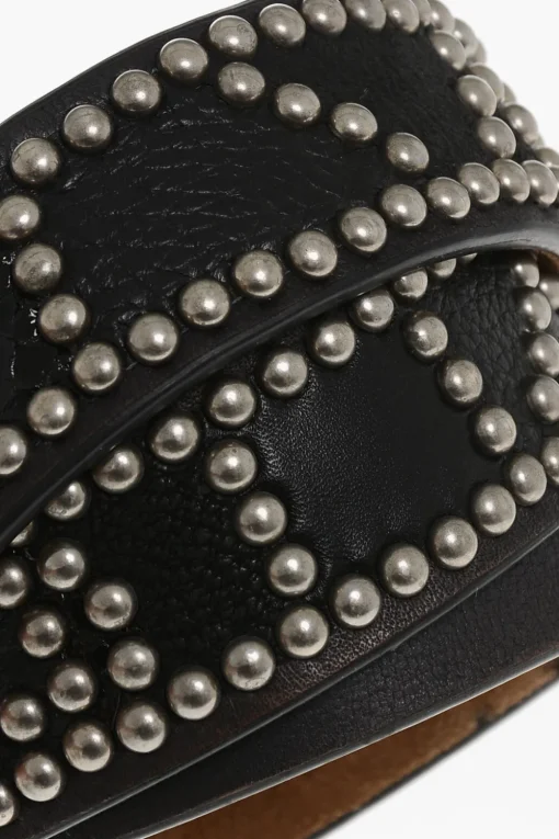 Fashion Cintura in Pelle Borchiata con Dettagli Goffrati 40mm Uomo Cinture
