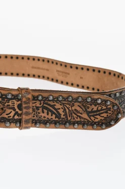 Cintura in Pelle con Borchie e Motivo Floreale 40mm></noscript>Dsquared2 Online