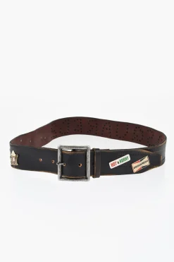 Cintura in Pelle con Borchie e Decorazioni in Metallo 40mm>Dsquared2 Clearance
