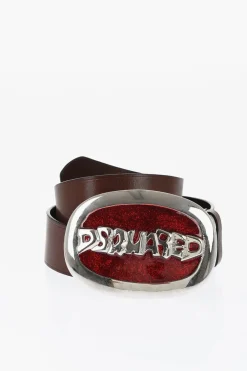 Clearance Cintura in Pelle con Fibbia Glitter 40mm Donna Cinture