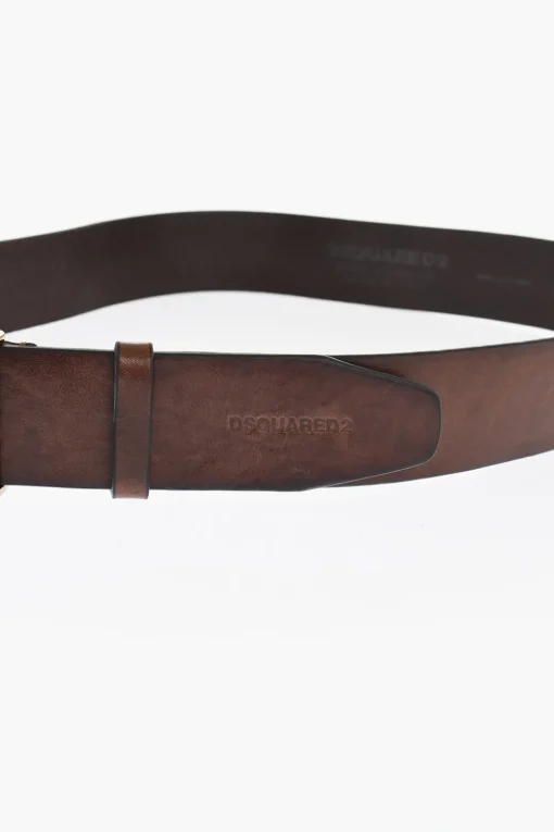 Cintura in Pelle con Fibbia Logata 40mm>Dsquared2 Discount