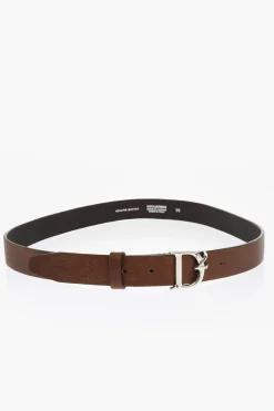 Cintura in Pelle con Fibbia in Metallo Logata 30mm>Dsquared2 Online
