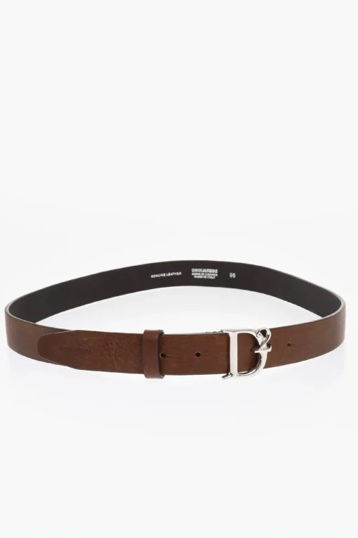 Cintura in Pelle con Fibbia in Metallo Logata 30mm>Dsquared2 Online
