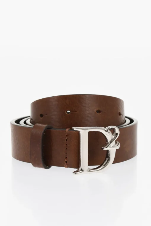Cintura in Pelle con Fibbia in Metallo Logata 30mm>Dsquared2 Online